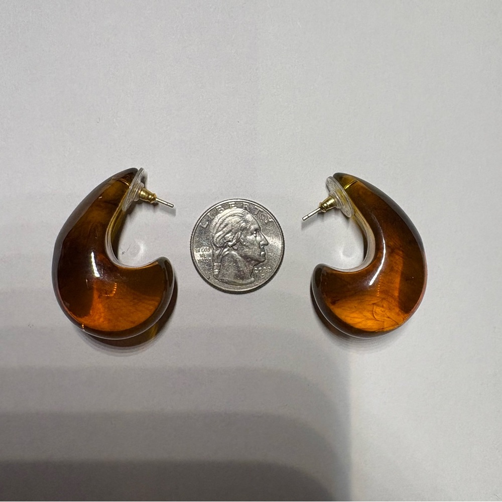 Lizzie Fortunato Amber Brown Crescent Hoop Earrings - Picture 6 of 7